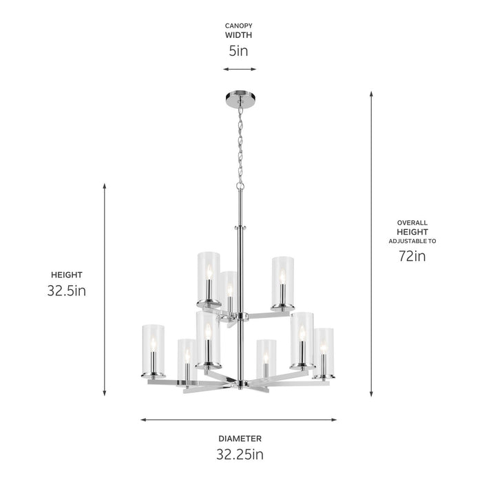 Kichler 44014CH Nine Light Chandelier, Chrome (2)