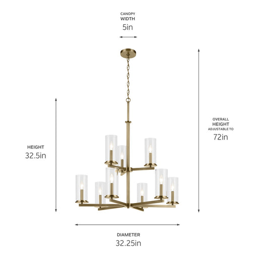 Kichler 44014NBR Nine Light Chandelier, Natural Brass (2)