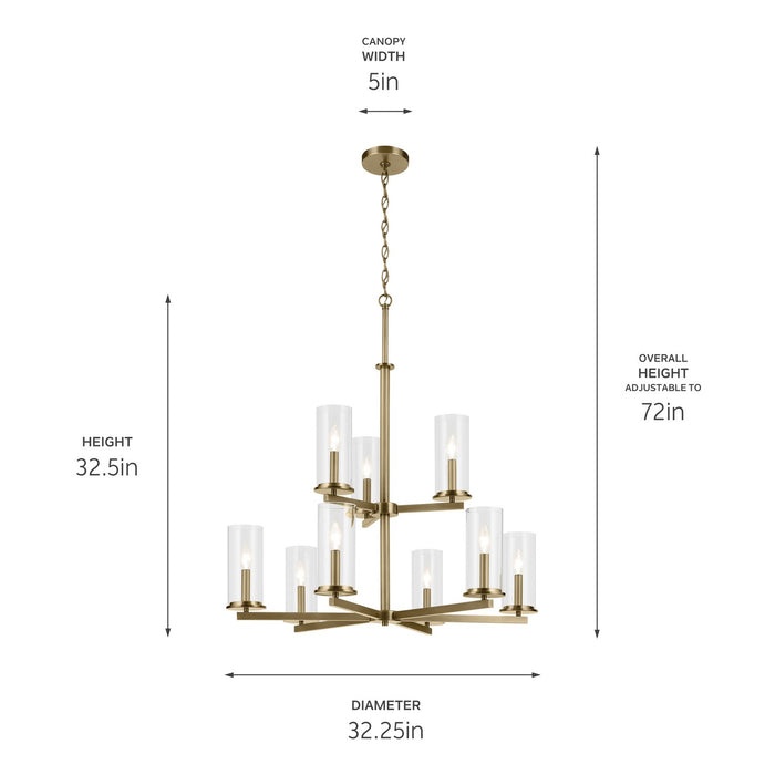 Kichler 44014NBR Nine Light Chandelier, Natural Brass (2)