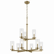Kichler 44014NBR Nine Light Chandelier, Natural Brass