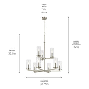 Kichler 44014NI Nine Light Chandelier, Brushed Nickel (2)