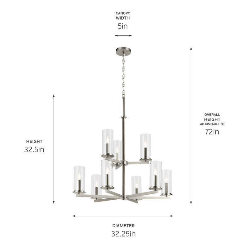 Kichler 44014NI Nine Light Chandelier, Brushed Nickel (2)