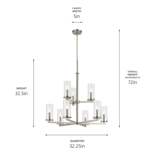 Kichler 44014NI Nine Light Chandelier, Brushed Nickel (2)