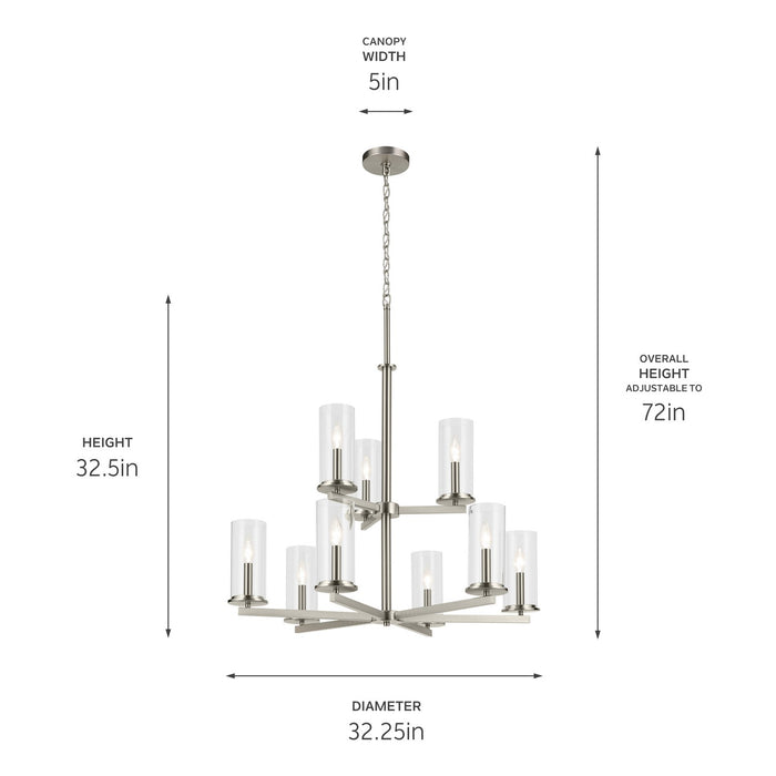 Kichler 44014NI Nine Light Chandelier, Brushed Nickel (2)