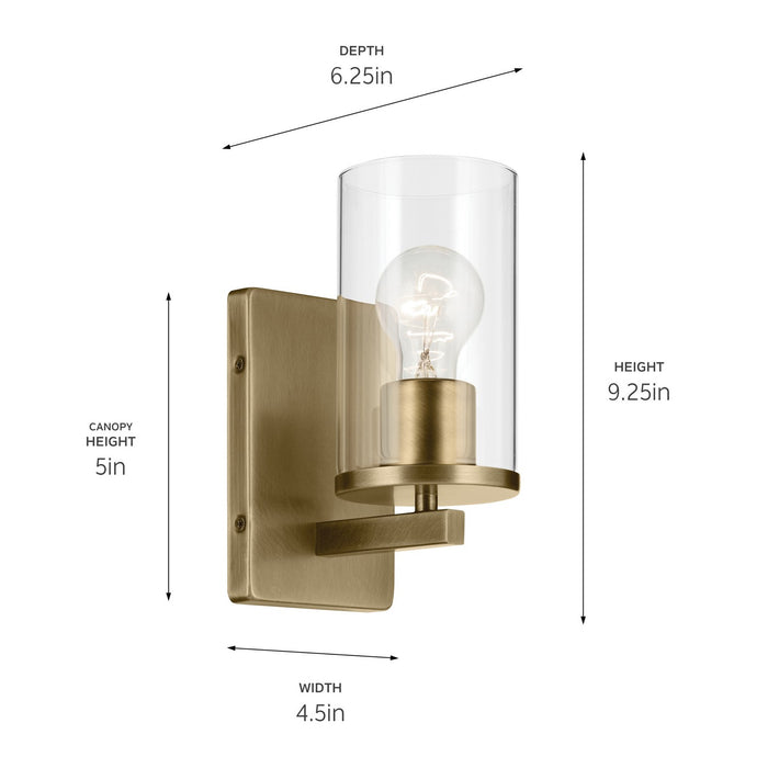 Kichler 45495NBRCLR One Light Wall Sconce, Natural Brass (3)