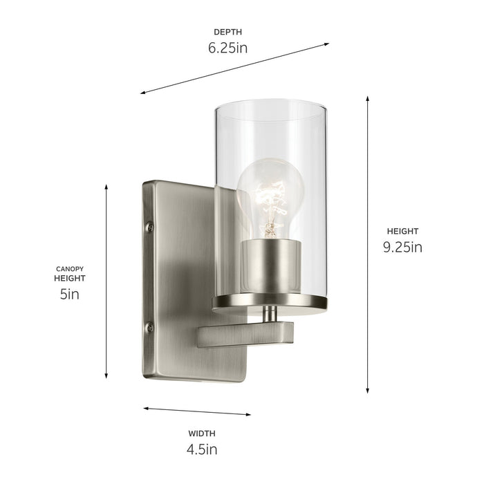 Kichler 45495NICLR One Light Wall Sconce, Brushed Nickel (3)