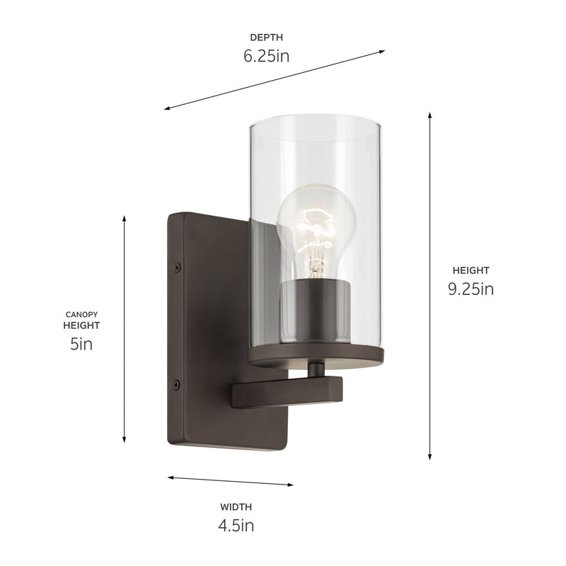 Kichler 45495OZCLR One Light Wall Sconce, Olde Bronze (3)