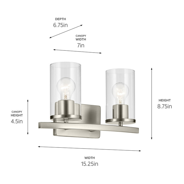 Kichler 45496NICLR Two Light Bath, Brushed Nickel (3)