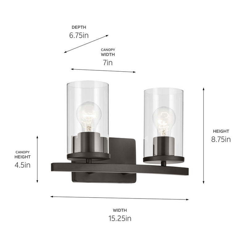 Kichler 45496OZCLR Two Light Bath, Olde Bronze (3)