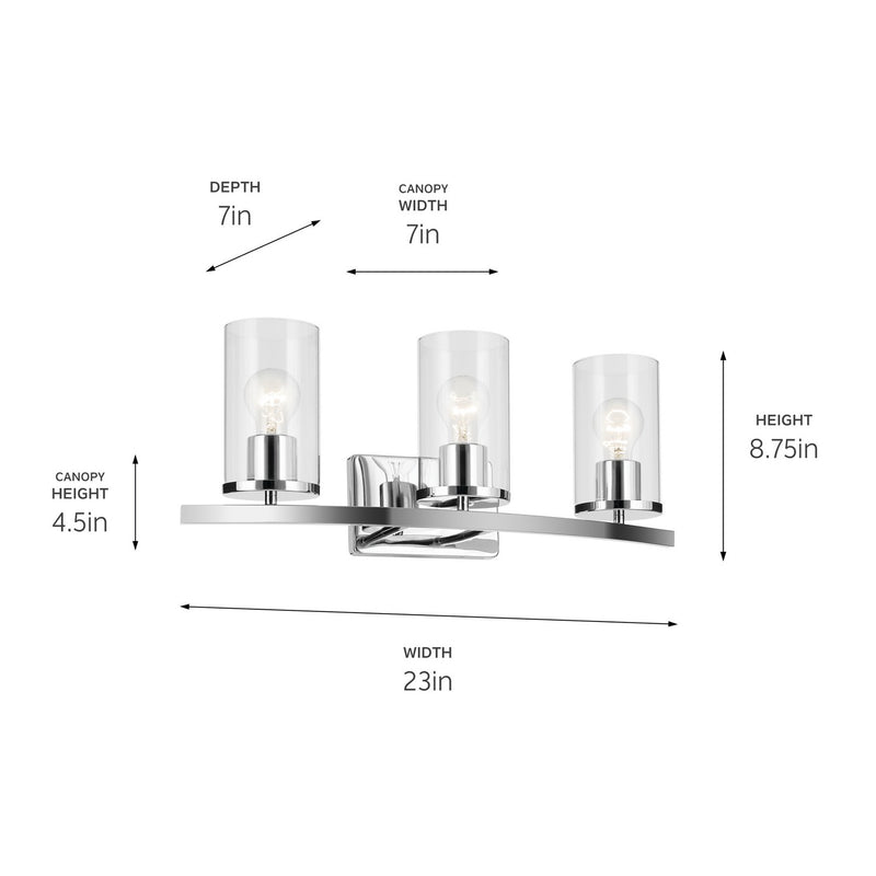 Kichler 45497CHCLR Three Light Bath, Chrome (3)