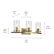 Kichler 45497NBRCLR Three Light Bath, Natural Brass (3)