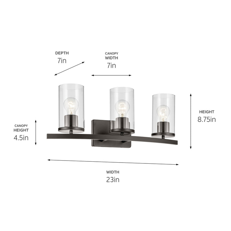 Kichler 45497OZCLR Three Light Bath, Olde Bronze (3)