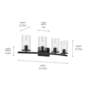 Kichler 45498BKCLR Four Light Bath, Black (2)