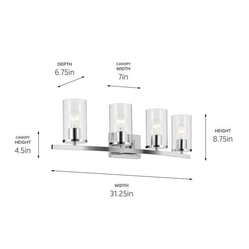 Kichler 45498CHCLR Four Light Bath, Chrome (3)