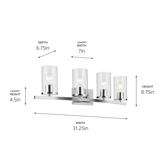 Kichler 45498CHCLR Four Light Bath, Chrome (3)