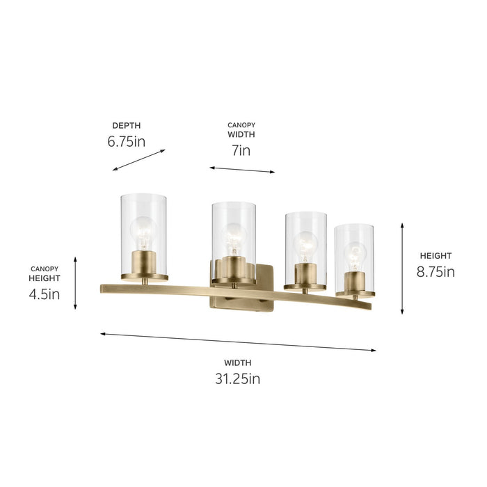 Kichler 45498NBRCLR Four Light Bath, Natural Brass (3)