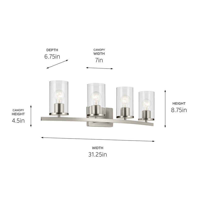 Kichler 45498NICLR Four Light Bath, Brushed Nickel (3)