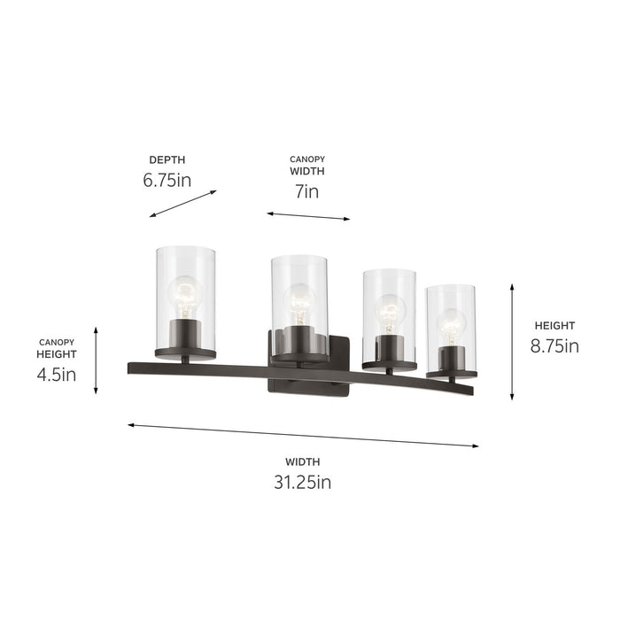 Kichler 45498OZCLR Four Light Bath, Olde Bronze (3)