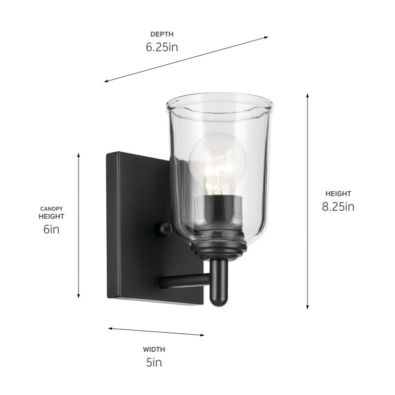 Kichler 45572BKCLR One Light Wall Sconce, Black (4)