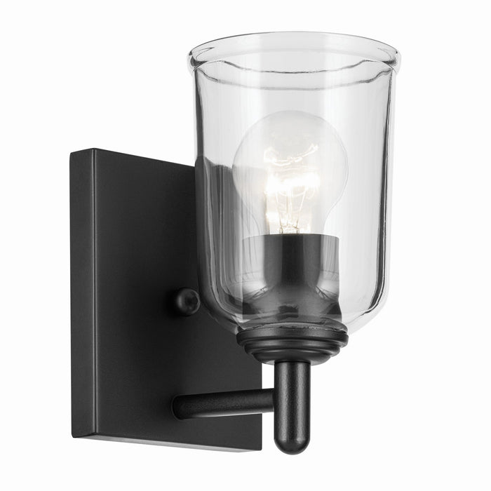Kichler 45572BKCLR One Light Wall Sconce, Black