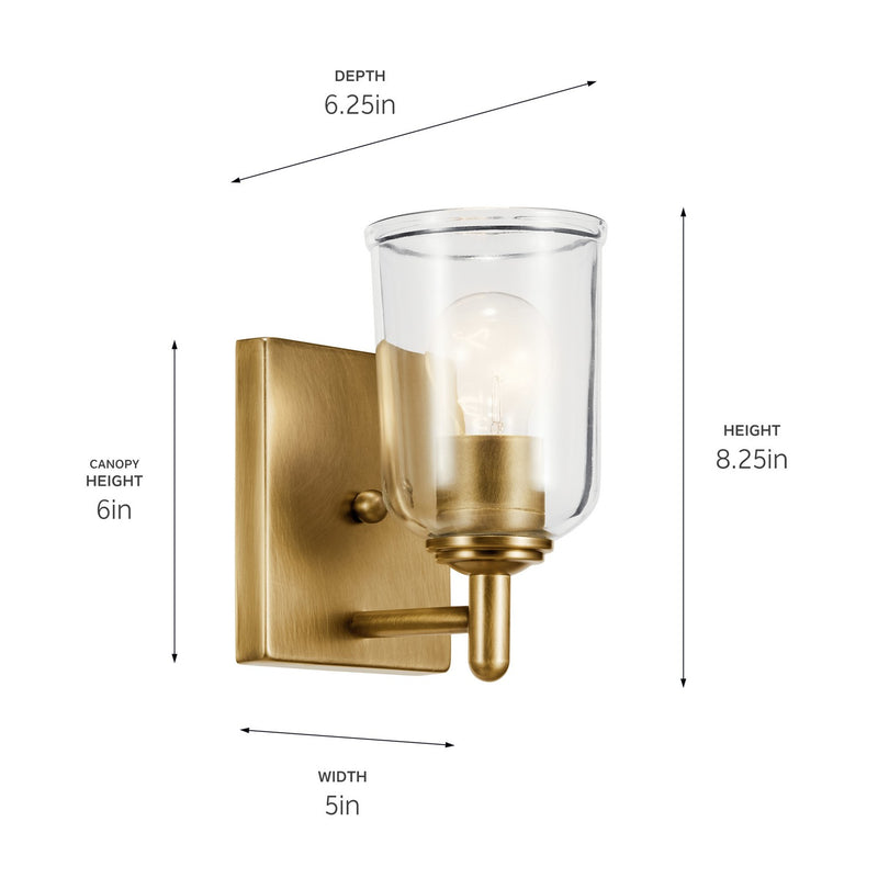 Kichler 45572NBRCLR One Light Wall Sconce, Natural Brass (3)