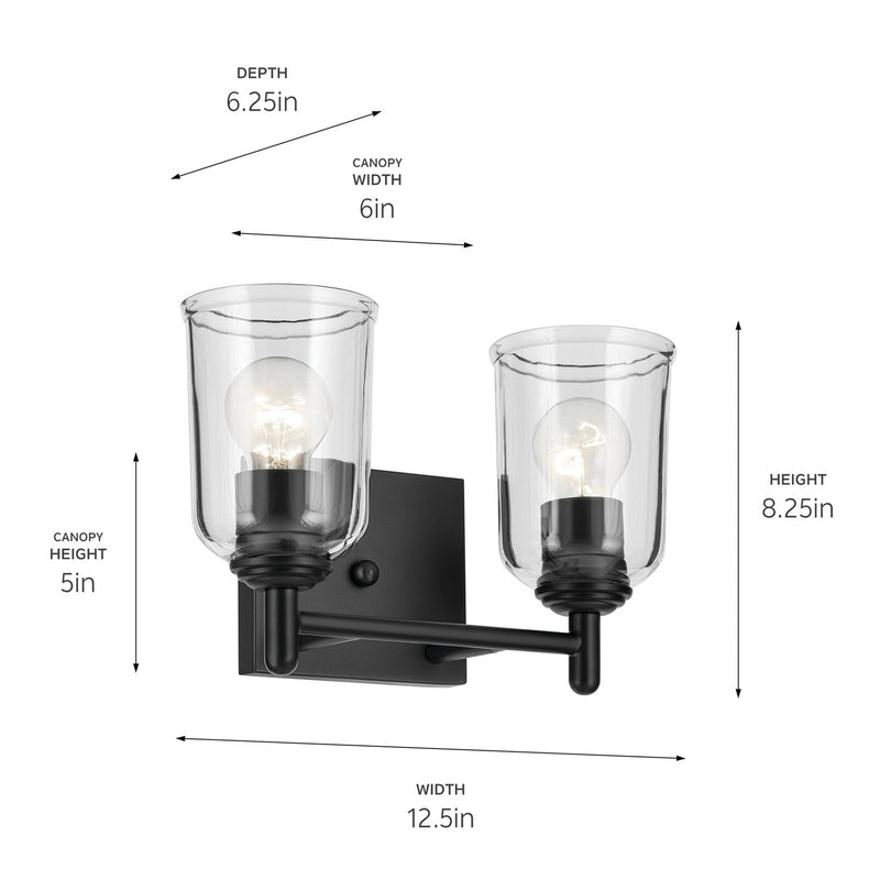 Kichler 45573BKCLR Two Light Bath, Black (3)
