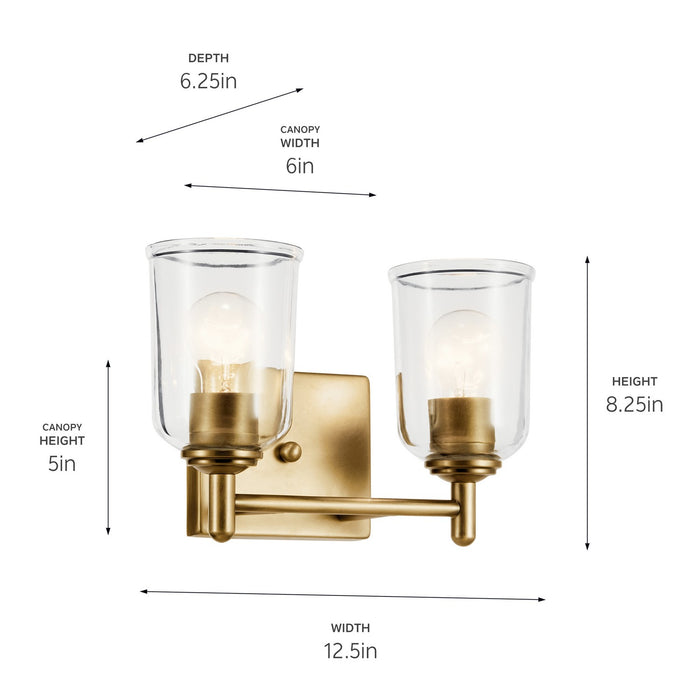Kichler 45573NBRCLR Two Light Bath, Natural Brass (3)