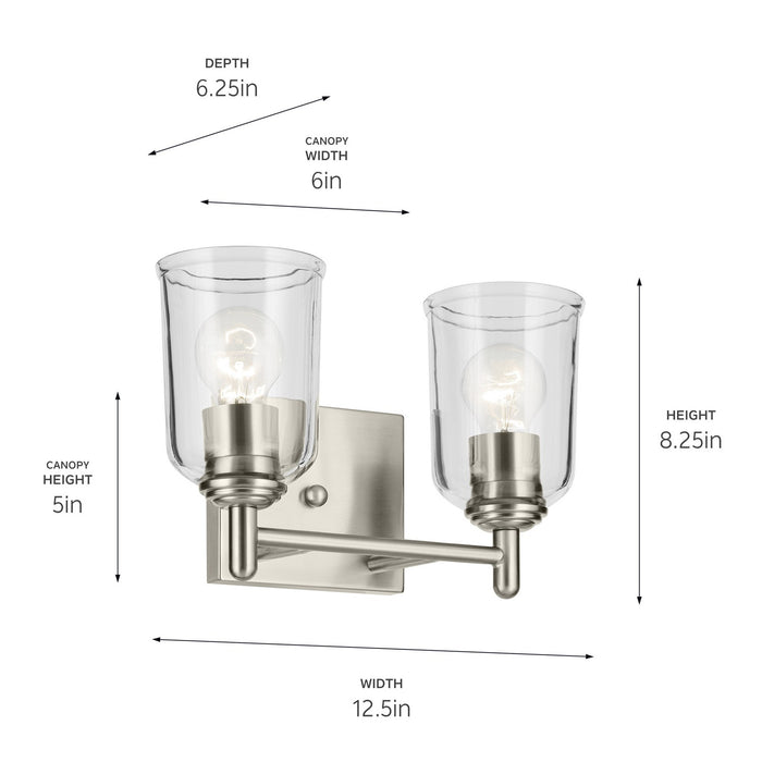 Kichler 45573NICLR Two Light Bath, Brushed Nickel (3)
