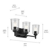 Kichler 45574BKCLR Three Light Bath, Black (3)