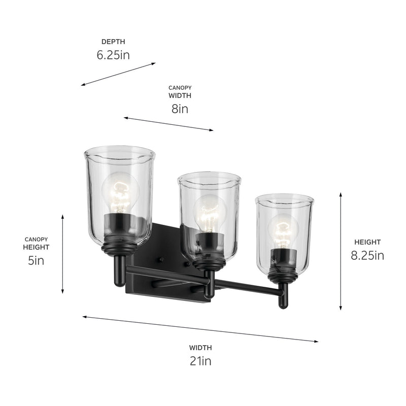 Kichler 45574BKCLR Three Light Bath, Black (3)