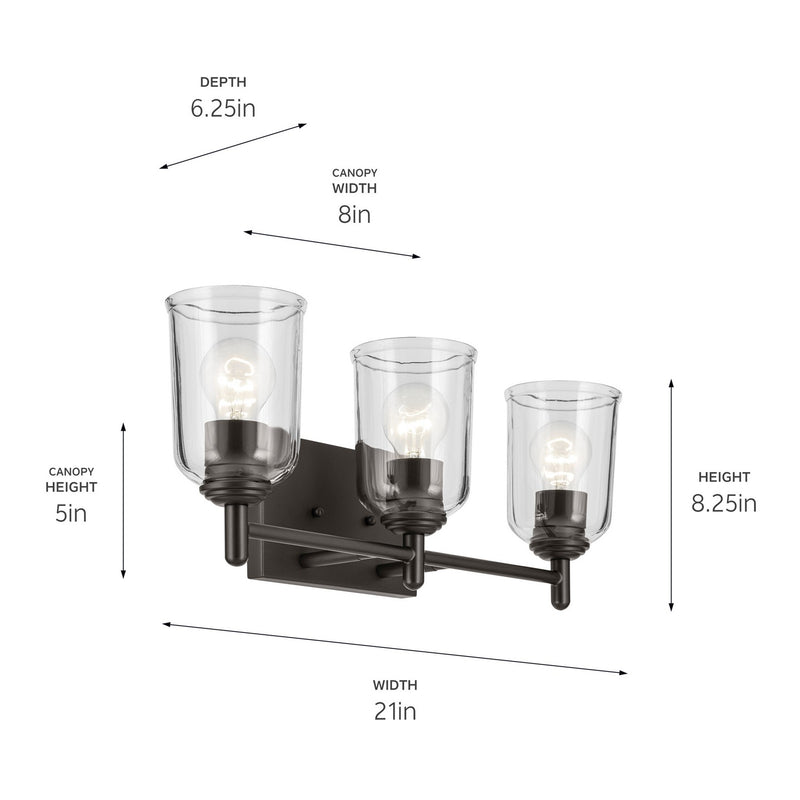 Kichler 45574OZCLR Three Light Bath, Olde Bronze (3)