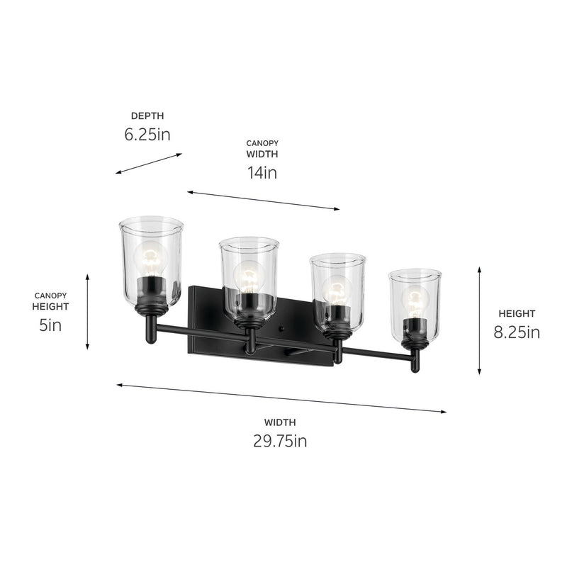 Kichler 45575BKCLR Four Light Bath, Black (3)