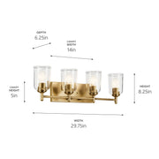 Kichler 45575NBRCLR Four Light Bath, Natural Brass (3)