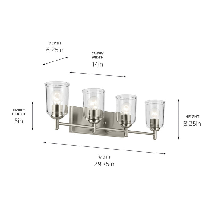 Kichler 45575NICLR Four Light Bath, Brushed Nickel (3)
