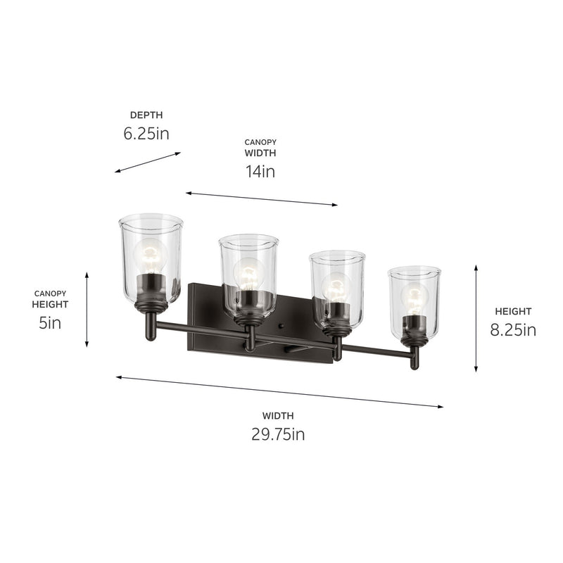 Kichler 45575OZCLR Four Light Bath, Olde Bronze (3)