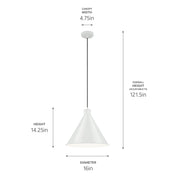 Kichler 52177WH One Light Pendant, White (3)