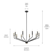 Kichler 52348BK Ten Light Chandelier, Black (4)