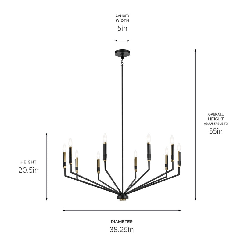 Kichler 52348BK Ten Light Chandelier, Black (4)