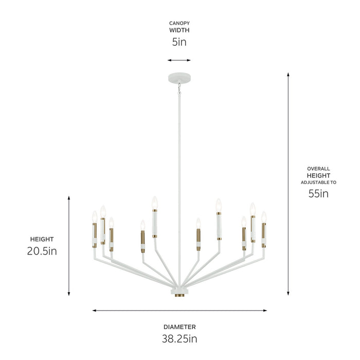 Kichler 52348WH Ten Light Chandelier, White (4)