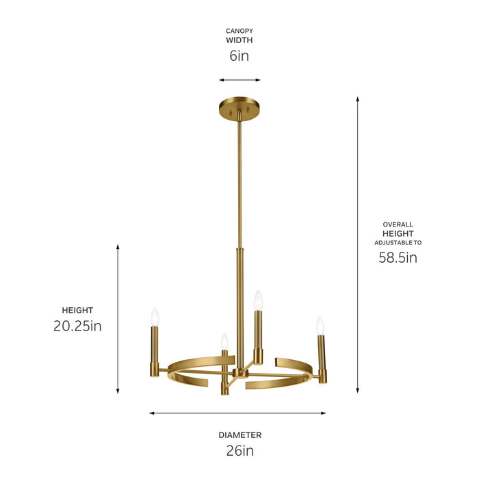 Kichler 52426BNB Four Light Chandelier, Brushed Natural Brass (4)
