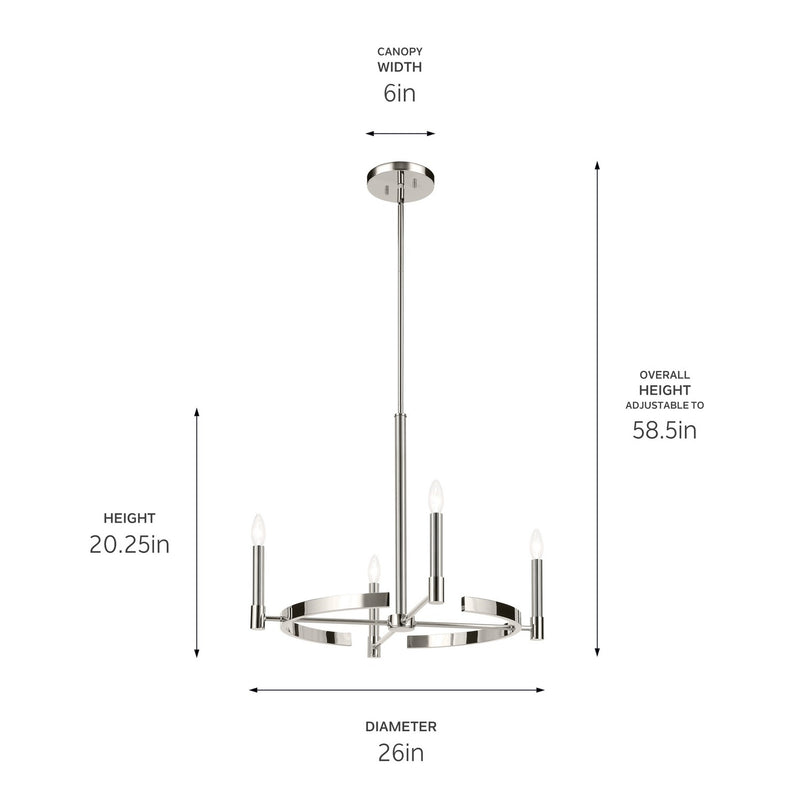 Kichler 52426PN Four Light Chandelier, Polished Nickel (4)