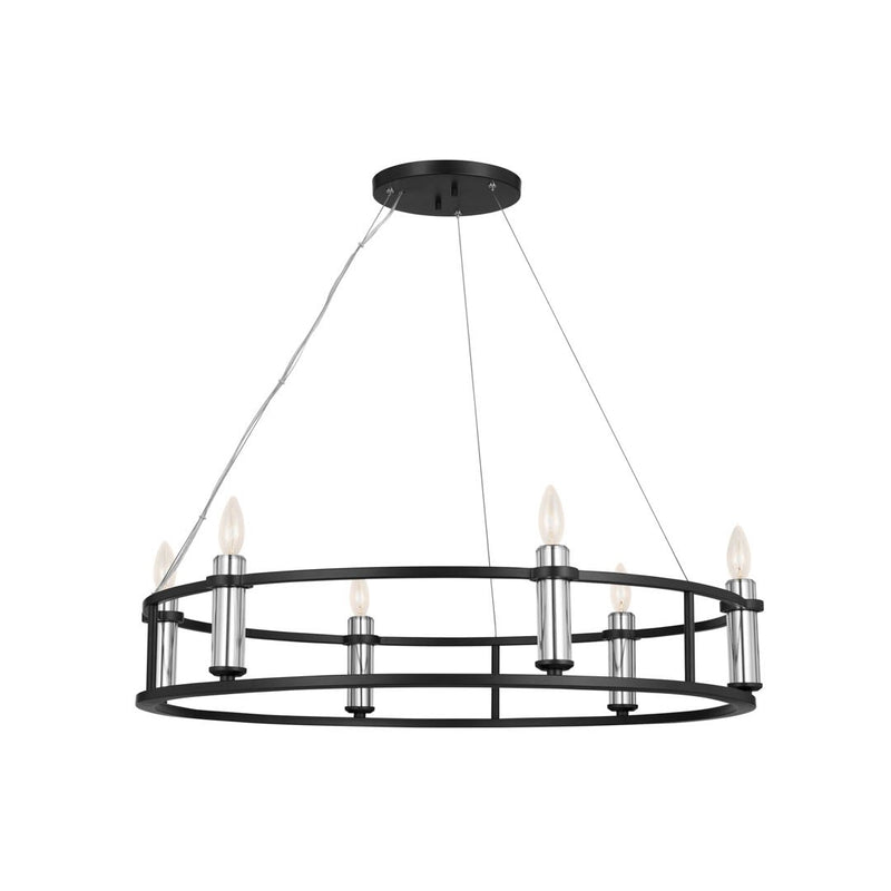 Kichler 52490BK Six Light Chandelier, Black