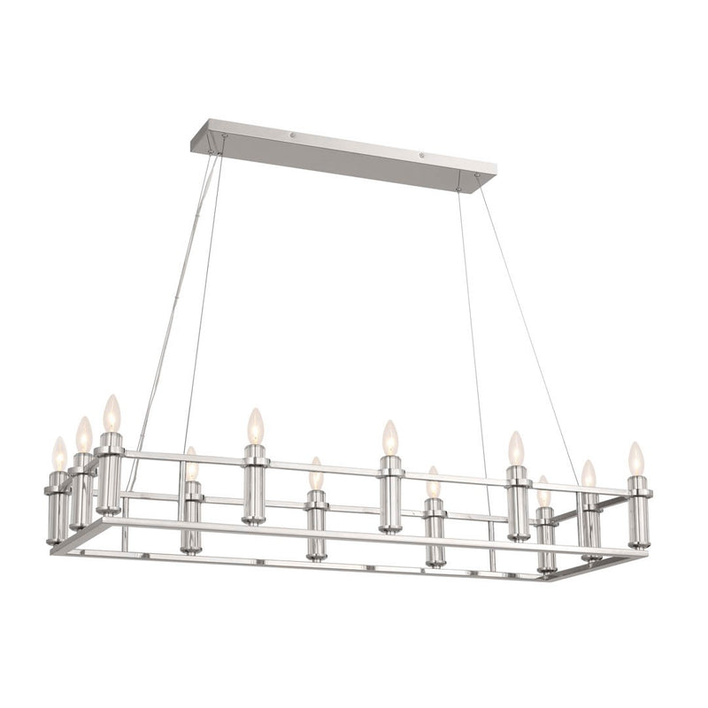Kichler 52492PN 12 Light Linear Chandelier, Polished Nickel