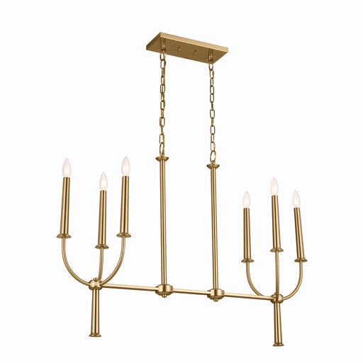 Kichler 52495BNB Six Light Linear Chandelier, Brushed Natural Brass