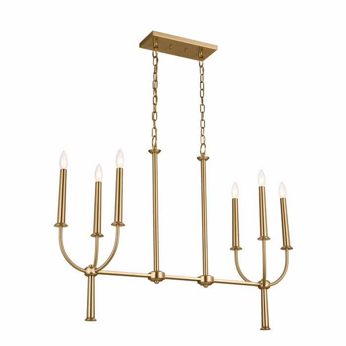 Kichler 52495BNB Six Light Linear Chandelier, Brushed Natural Brass