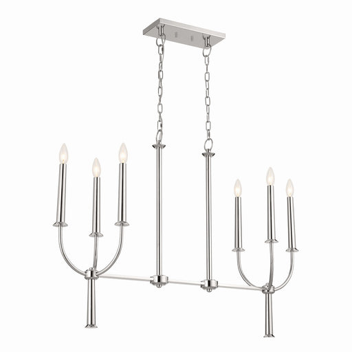 Kichler 52495PN Six Light Linear Chandelier, Polished Nickel