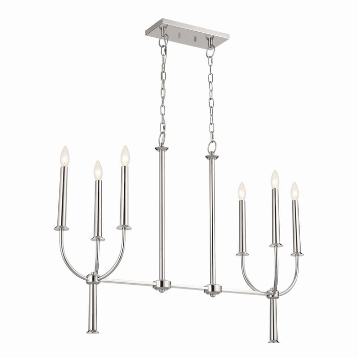 Kichler 52495PN Six Light Linear Chandelier, Polished Nickel