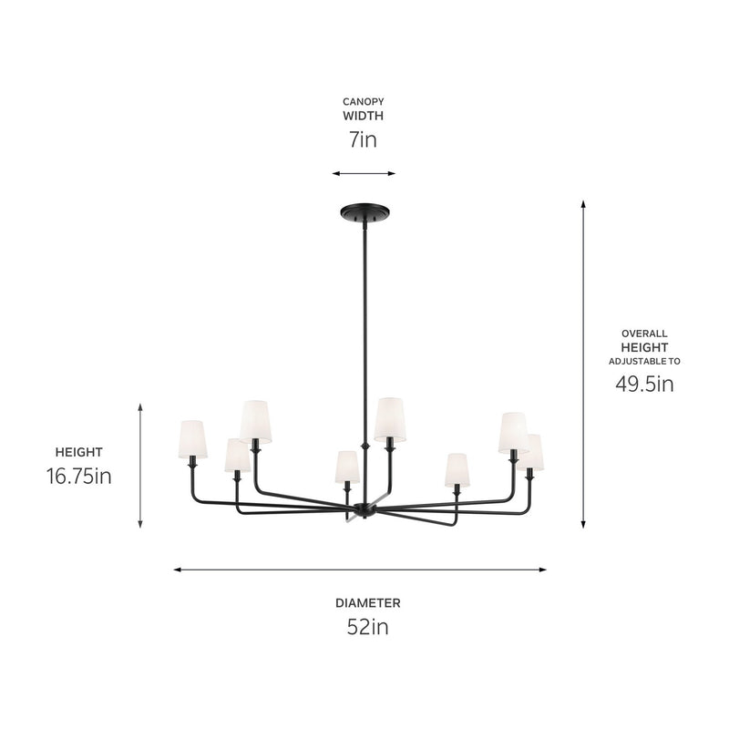 Kichler 52521BK Eight Light Chandelier, Black (4)