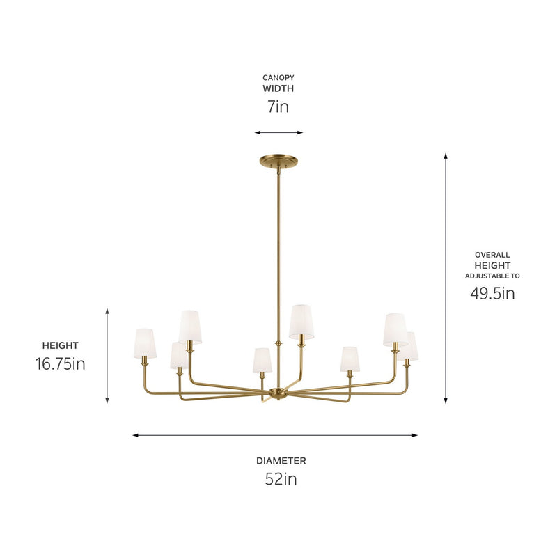 Kichler 52521BNB Eight Light Chandelier, Brushed Natural Brass (5)