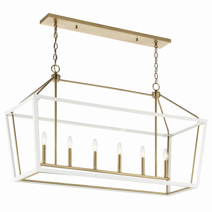 Kichler 52622CPZWH Six Light Linear Chandelier, Champagne Bronze